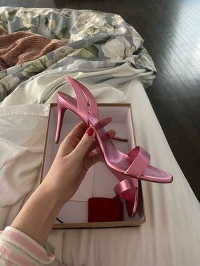 Christian Louboutin Metallic Pink Slingback Stiletto Heels